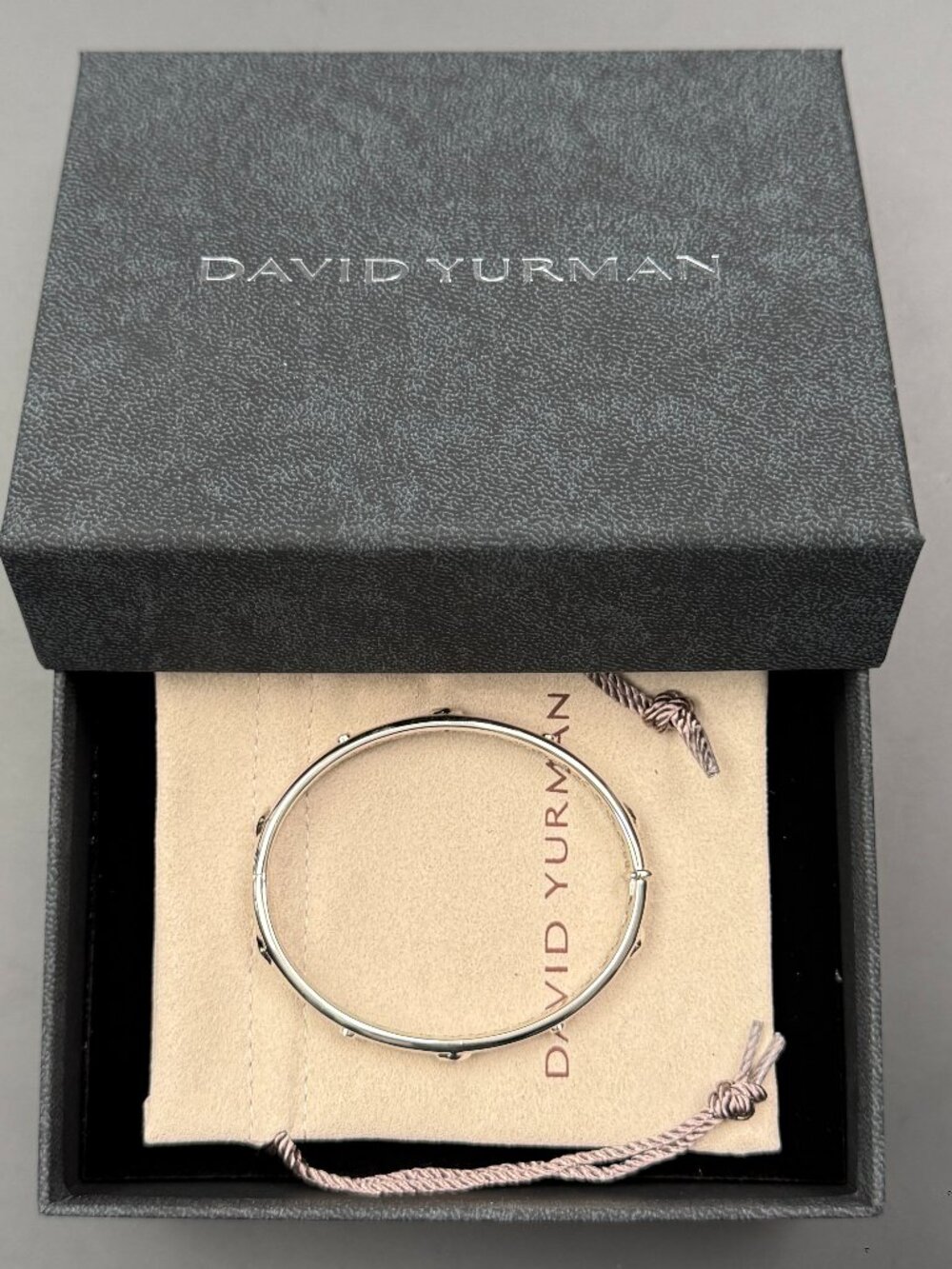 David Yurman Silver Cable Dome Bangle Bracelet